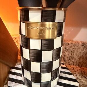 MacKenzie-Childs Black and White Checkered Utensil Holder